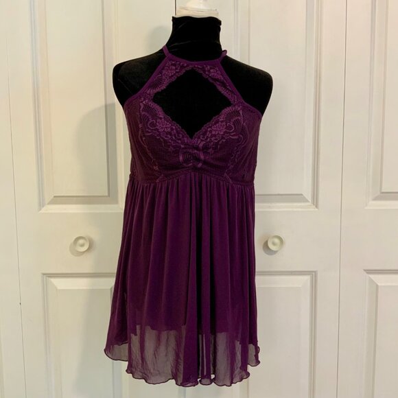 Torrid Purple High Neck Mesh Lace Babydoll Nightgown Torrid 1 US size 1X - Picture 2 of 10